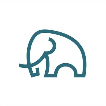 Elephant logo vector monoline art illustration Stock Illustration