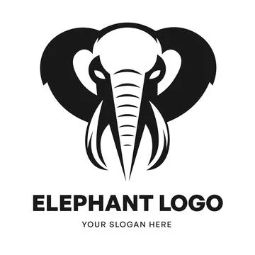 Elephant logo vector template emblem symbol. Head icon design isolated on white Stock Illustration