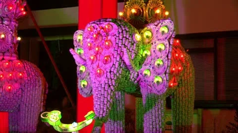 Elephant made ​​of porcelain cups Stock Footage 10683042