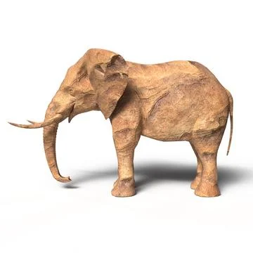 Elephant Made Of Rock Side View In White Background Stock Illustration