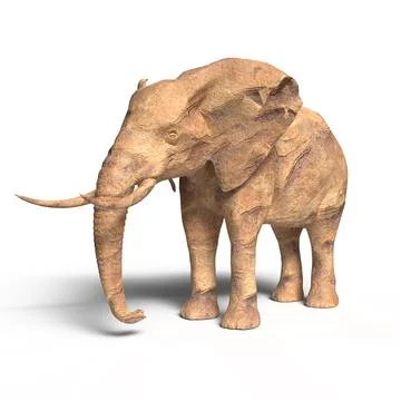 Elephant Made Of Rock Side View In White Background Stock Illustration