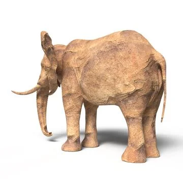 Elephant Made Of Rock Side View In White Background Stock Illustration