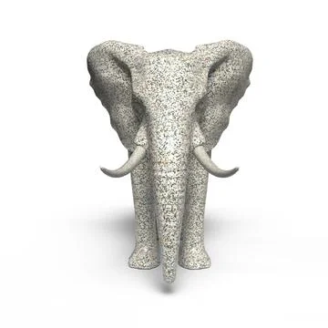 Elephant Made Of Rock Side View In White Background Stock Illustration
