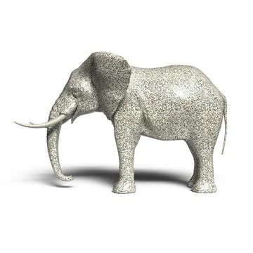 Elephant Made Of Rock Side View In White Background Stock Illustration