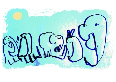 Elephant March Stock Illustration