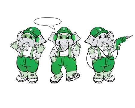 Elephant Mechanic Mascot Stock Illustration