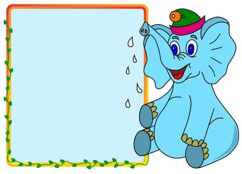 Elephant with message box Stock Illustration