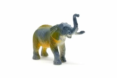 Elephant model isolated on white background, animal toys plastic Stock Photos