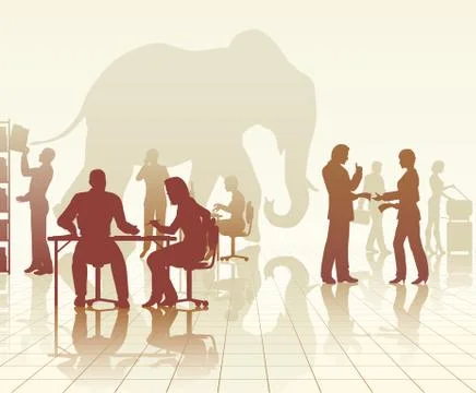 Elephant in the office Stock Illustration