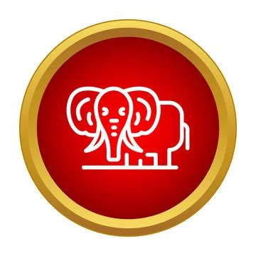 Elephant outline drawing looking left in red circle Stock Illustration