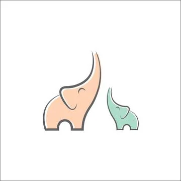 Elephant outline logo, simple vector illustration of the elephant. Elegant on Illustrazione stock