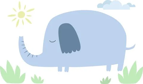 Elephant pattern blue and pink vector isolated Stock Illustration