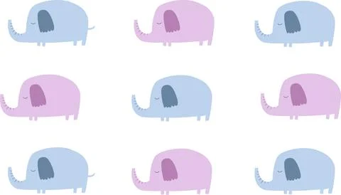 Elephant pattern blue and pink vector isolated Illustrazione stock
