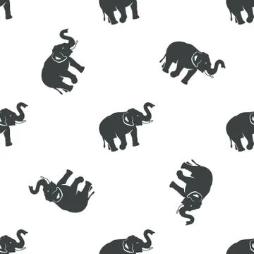 Elephant pattern design. African animals seamless background in silhouette retro Stock Illustration
