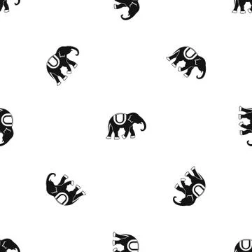 Elephant pattern seamless black Stock Illustration