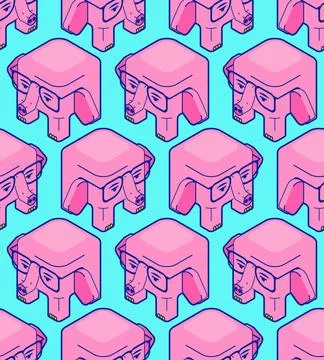 Elephant pattern seamless. Elephants background. Ornament of kids fabric Stock Illustration
