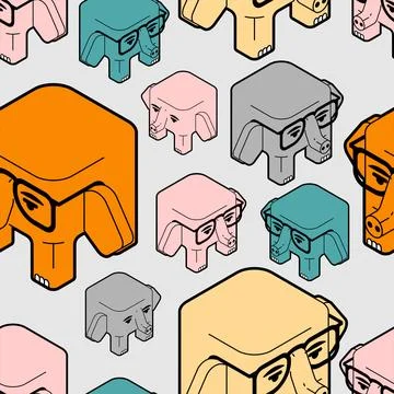 Elephant pattern seamless. Elephants background. Ornament of kids fabric Stock Illustration
