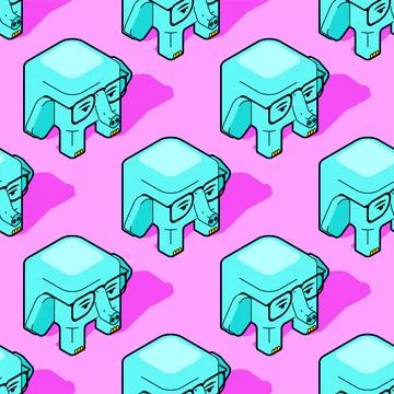 Elephant pattern seamless. Elephants background. Ornament of kids fabric Stock Illustration