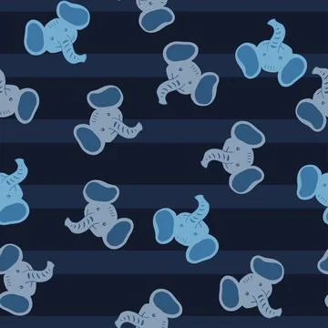 Elephant pattern seamless in freehand style. Head animals on colorful backgro Illustrazione stock