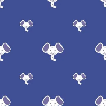 Elephant pattern seamless in freehand style. Head animals on colorful backgro Stock Illustration