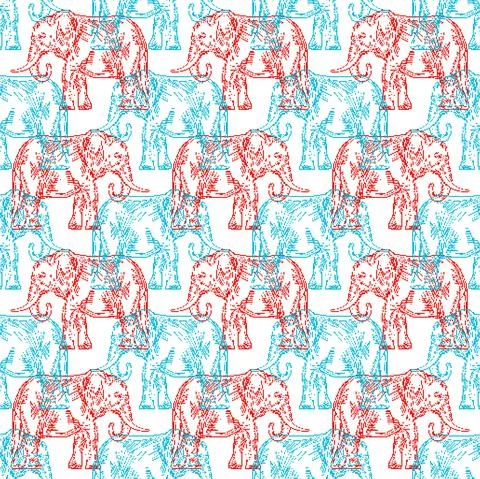 Elephant pixel art pattern seamless. 8bit Animal vector background. 8 bit Old イラスト素材