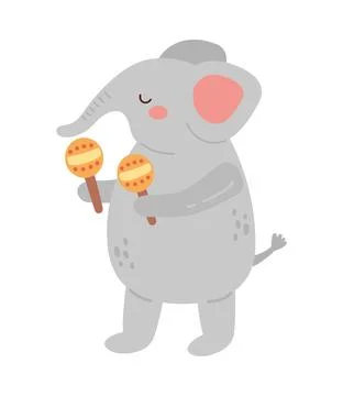 Elephant playing maracas Stock Illustration