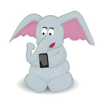 Elephant playing smartphone Stock Illustration