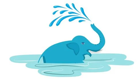 Elephant playing in water vector Stock Illustration