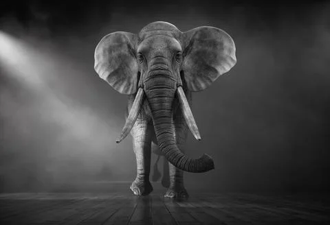 Elephant posing in a studio. Stock Illustration