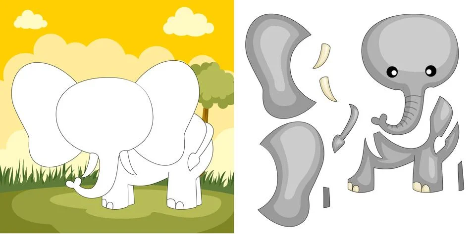 Elephant puzzle Illustrazione stock