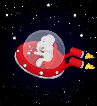 Elephant ridding space shuttle Stock Illustration