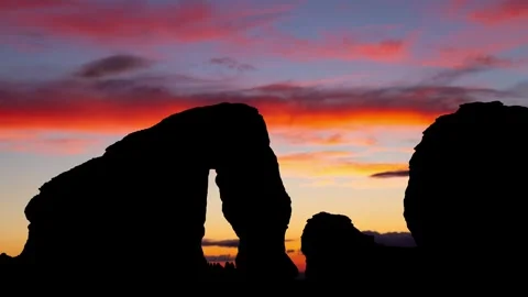Elephant Rock in Al-Ula, Time Lapse at Twilight with Colourful Sky Stock Footage 302710306