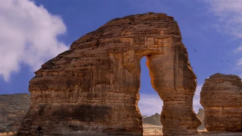 Elephant Rock AlUla Cinematic view of Jabal AlFil, Saudi Arabia Stock Footage 344371331