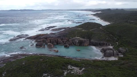 Elephant Rocks Beach in William Bay, Aerial Drone View Stockbeeldmateriaal 337469640