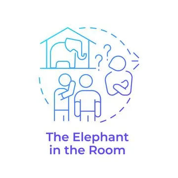 Elephant in room blue gradient concept icon Stock Illustration