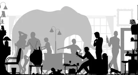 Elephant in the room Stock-Illustration