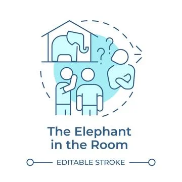 Elephant in room soft blue concept icon Stock Illustration