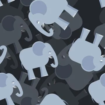 Elephant seamless pattern. 3d background of elephants. Texture of an animal f Stock Illustration