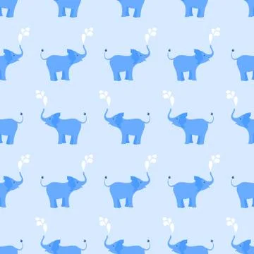 Elephant seamless pattern in blue Stock Illustration