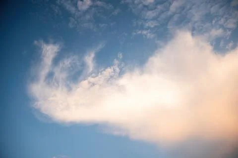 Elephant shape clouds on blue sky background. White cloud look like the elephant 스톡 사진