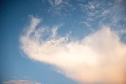 Elephant shape clouds on blue sky background. White cloud look like the elephant Foto stock
