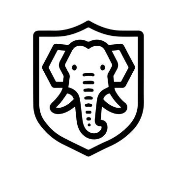 Elephant Shield logo or modern line icon. Vector line art and icon design w.. Stock Illustration