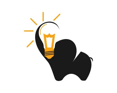 Elephant silhouette with bulb inside Stock Illustration