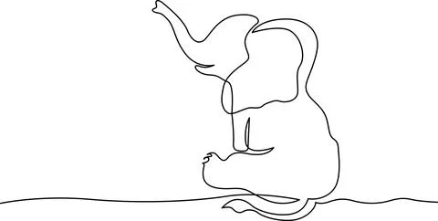 Elephant silhouette on horizon Vector 스톡 일러스트