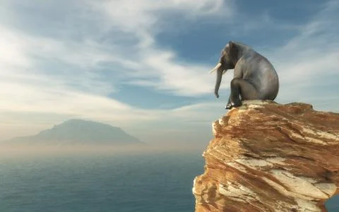 Elephant sitting on edge Stock Illustration