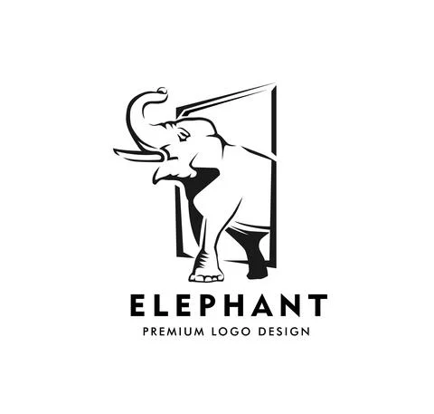 Elephant with square background Logo Stock Illustration