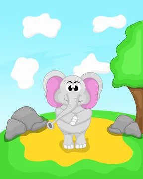 Elephant standing in the meadow Illustrazione stock