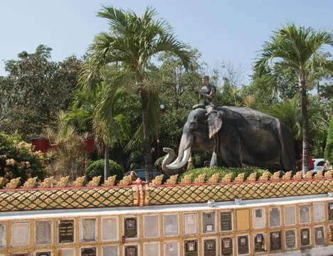 Elephant statue - DEC 10 2017: Phrathat Kham Kaen Nakhon,Thailand Stock Photos