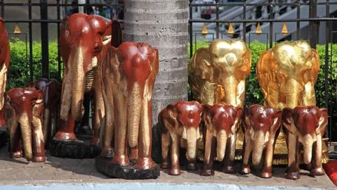 Elephant statues to sacrifice Stock Photos