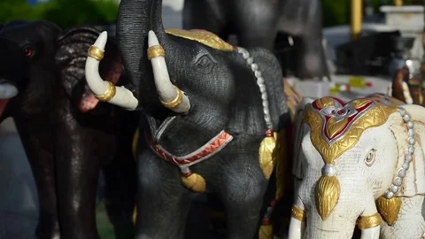 Elephant Statuettes Stock Footage 85413279